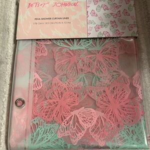 Betsey Johnson Pink and Green Butterfly Shower Curtain